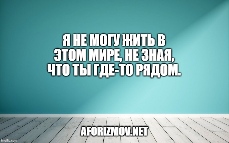 Я не могу жить в этом мире, не зная, что ты где-то рядом.
