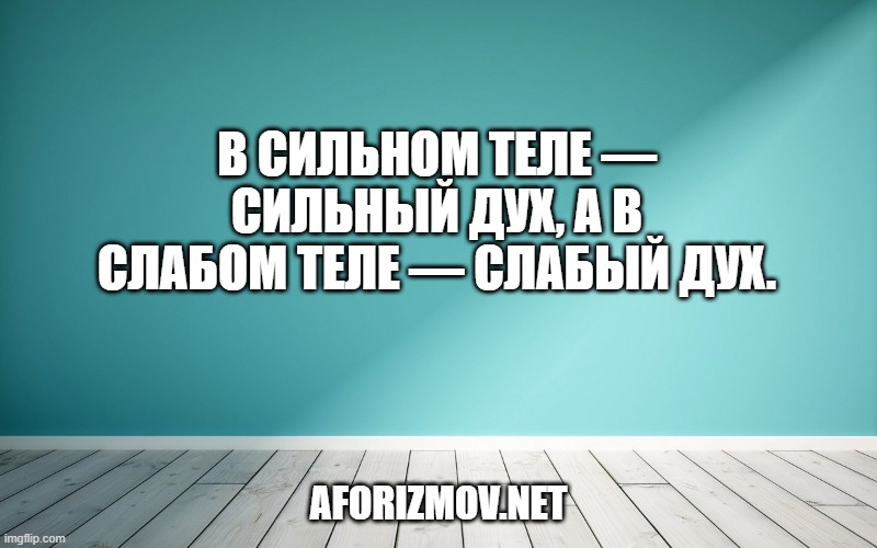 В сильном теле — сильный дух, а в слабом теле — слабый дух.