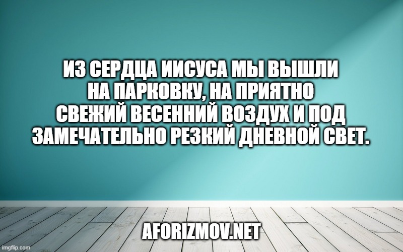 Из сердца Иисуса мы вышли на парковку, на приятно свежий весенний воздух и под замечательно резкий дневной свет.