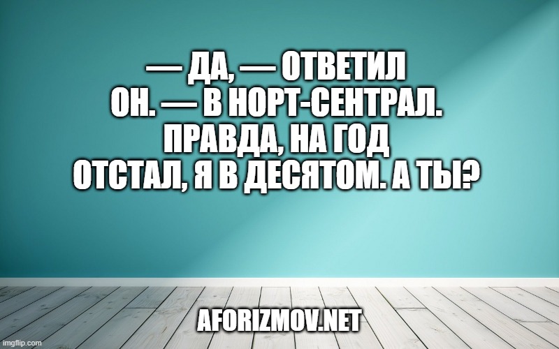 — Да, — ответил он. — В Норт-сентрал. Правда, на год отстал, я в десятом. А ты?