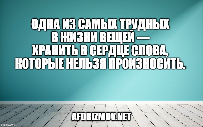 Одна из самых трудных в жизни вещей — хранить в сердце слова, которые нельзя произносить.