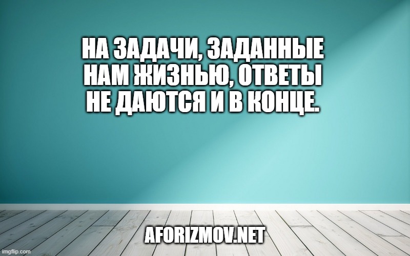На задачи, заданные нам жизнью, ответы не даются и в конце.