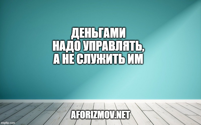 Деньгами надо управлять, а не служить им