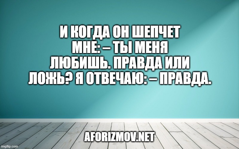 И когда он шепчет мне: – Ты меня любишь. Правда или ложь? Я отвечаю: – Правда.