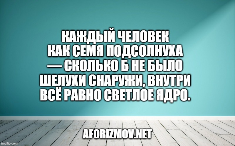 Каждый человек как семя подсолнуха — сколько б не было шелухи снаружи, внутри всё равно светлое ядро.