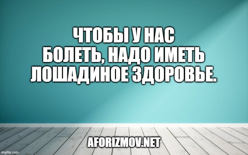 Чтобы у нас болеть, надо иметь лошадиное здоровье.