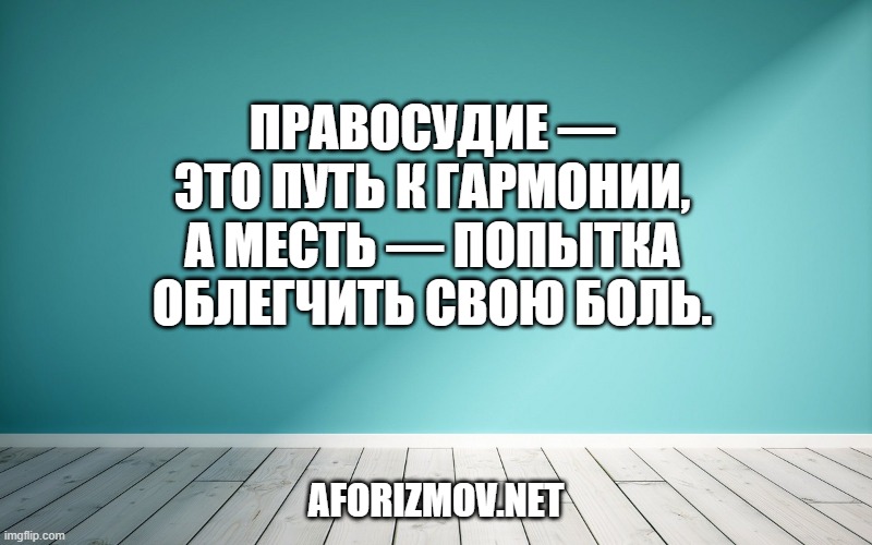Правосудие — это путь к гармонии, а месть — попытка облегчить свою боль.