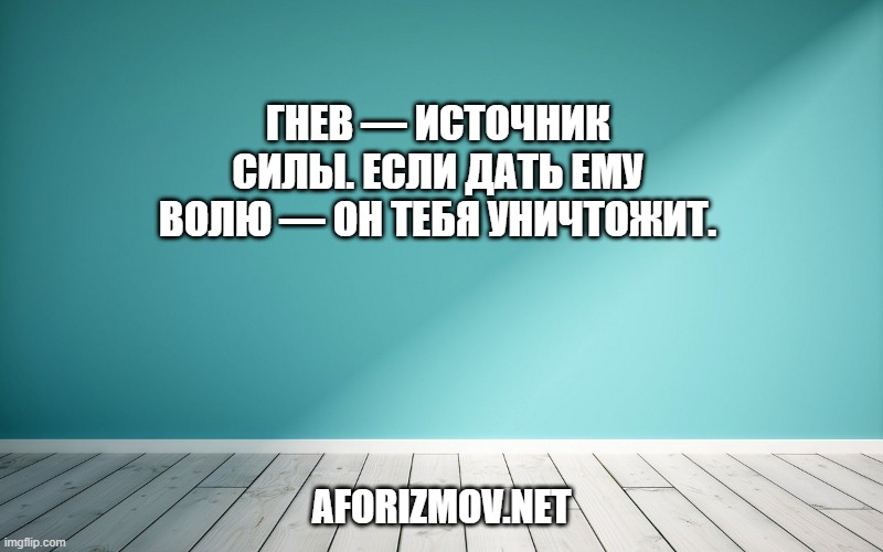 Гнев — источник силы. Если дать ему волю — он тебя уничтожит.