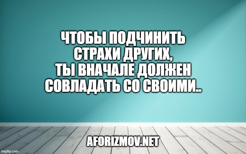 Чтобы подчинить страхи других, ты вначале должен совладать со своими.