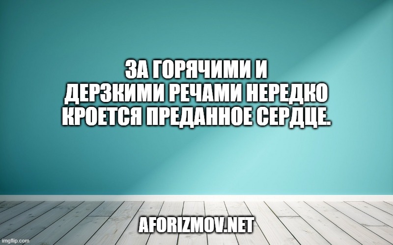 За горячими и дерзкими речами нередко кроется преданное сердце.