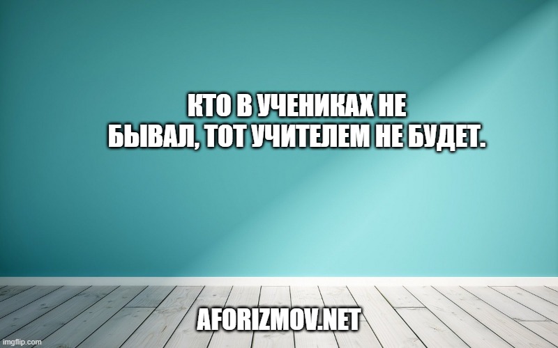 Кто в учениках не бывал, тот учителем не будет.
