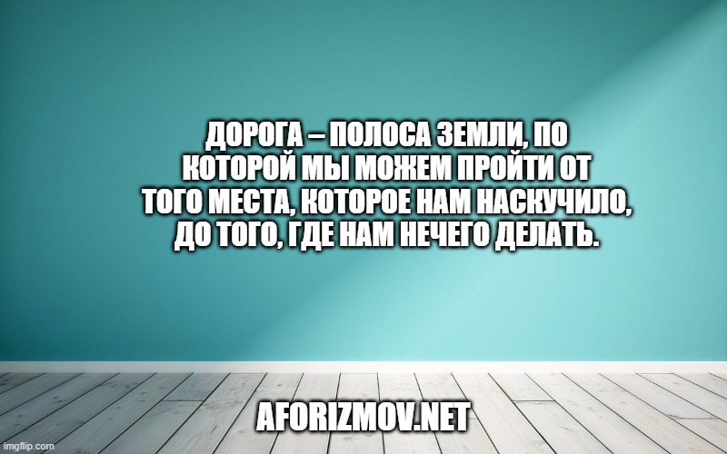 Дорога – полоса земли, по которой мы можем пройти от того места, которое нам наскучило, до того, где нам нечего делать.