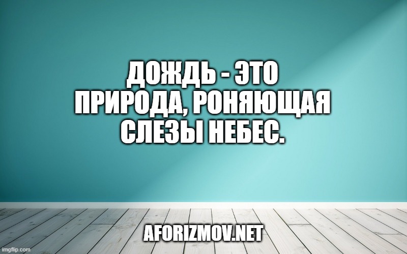 Дождь - это природа, роняющая слезы небес.