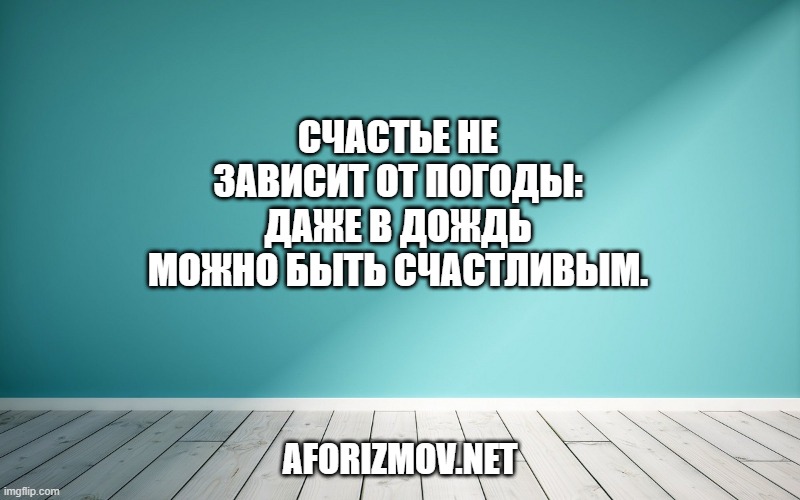 Счастье не зависит от погоды: даже в дождь можно быть счастливым.