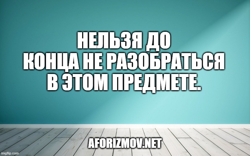 Нельзя до конца не разобраться в этом предмете.
