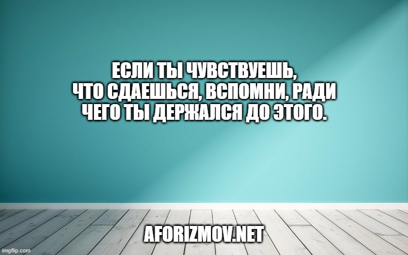 

Если ты чувствуешь, что сдаешься, вспомни, ради чего ты держался до этого.
