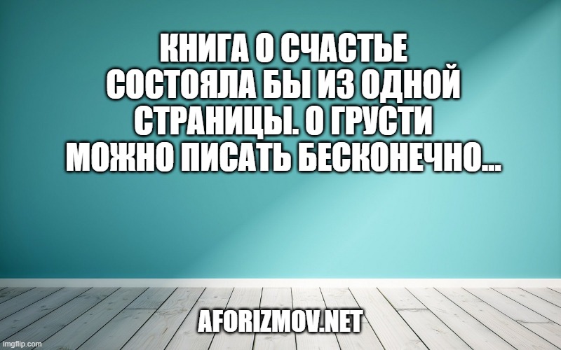 Книга о счастье состояла бы из одной страницы. О грусти можно писать бесконечно...