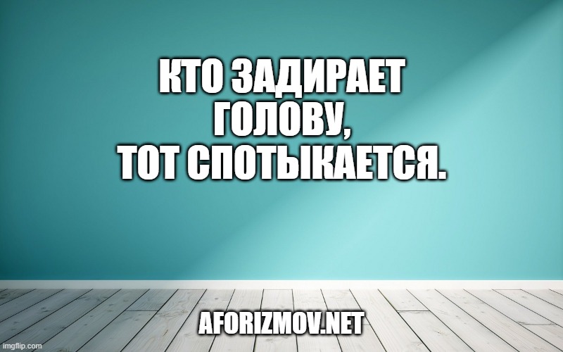 Кто задирает голову, тот спотыкается.