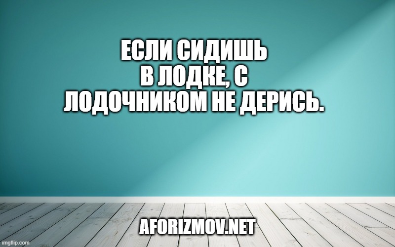 Если сидишь в лодке, с лодочником не дерись.