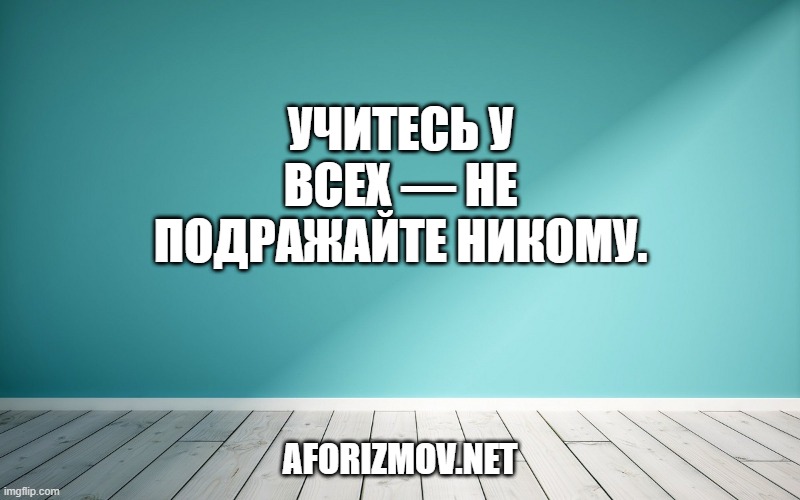 Учитесь у всех — не подражайте никому.