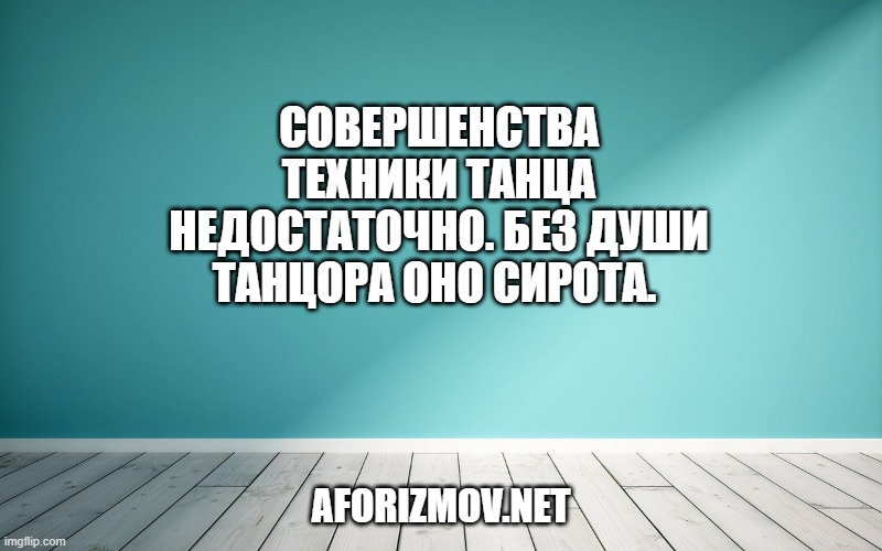 Совершенства техники танца недостаточно. Без души танцора оно сирота. 