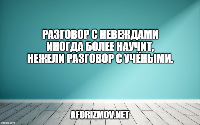 Разговор с невеждами иногда более научит, нежели разговор с учёными.