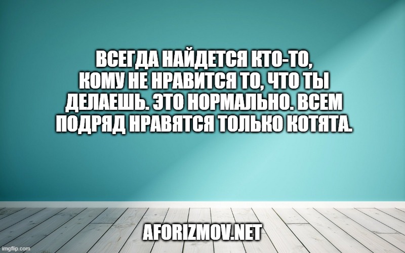 Всегда найдется кто-то, кому не нравится то, что ты делаешь. Это нормально. Всем подряд нравятся только котята.