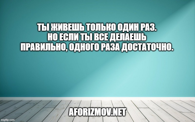 Ты живешь только один раз. Но если ты все делаешь правильно, одного раза достаточно.
