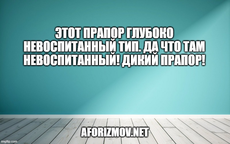 Этот прапор глубоко невоспитанный тип. Да что там невоспитанный! Дикий прапор!