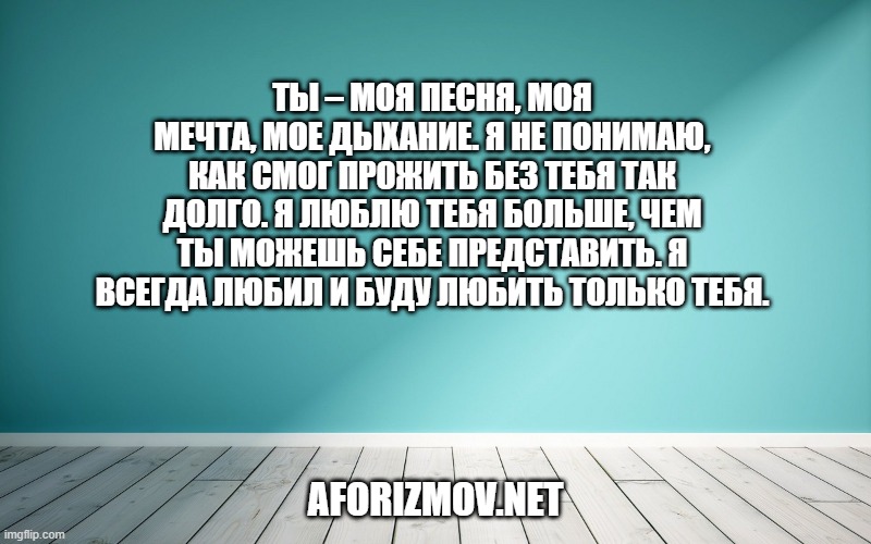 Ты – моя песня, моя мечта, мое дыхание. Я не понимаю, как смог прожить без тебя так долго. Я люблю тебя больше, чем ты можешь себе представить. Я всегда любил и буду любить только тебя.
