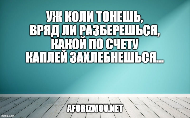 Уж коли тонешь, вряд ли разберешься, Какой по счету каплей захлебнешься…