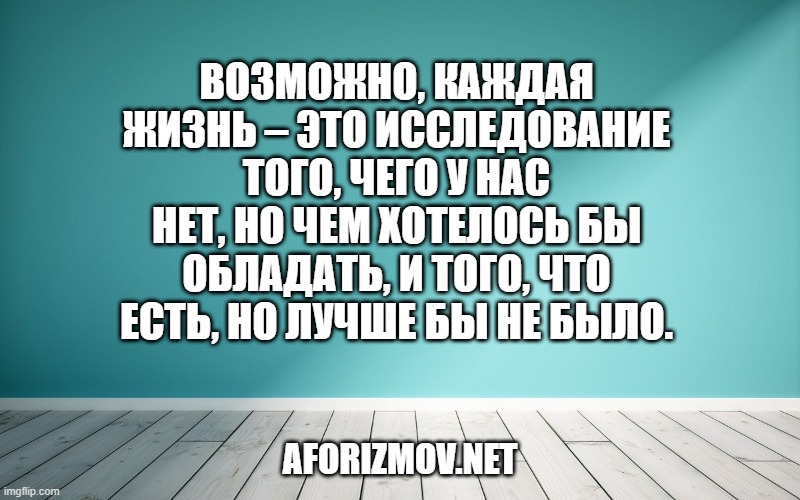 Возможно, каждая жизнь – это исследование того, чего у нас нет, но чем хотелось бы обладать, и того, что есть, но лучше бы не было.
