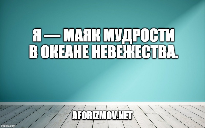 Я — маяк мудрости в океане невежества.