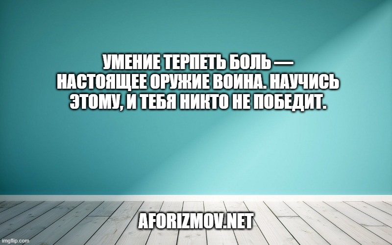 Умение терпеть боль — настоящее оружие воина. Научись этому, и тебя никто не победит.