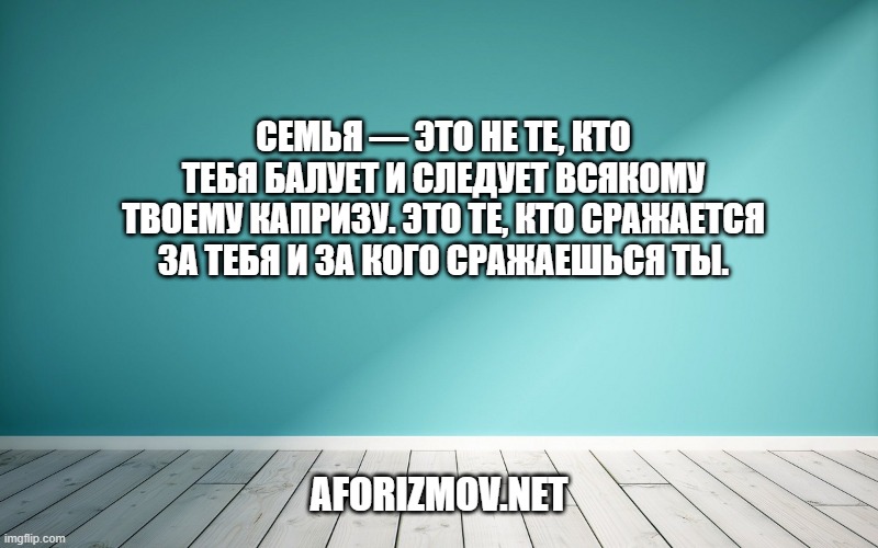 Семья — это не те, кто тебя балует и следует всякому твоему капризу. Это те, кто сражается за тебя и за кого сражаешься ты.