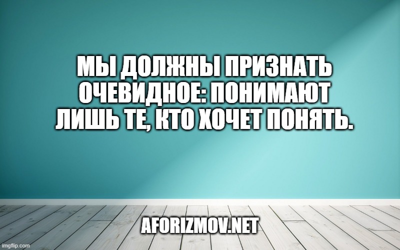 Мы должны признать очевидное: понимают лишь те, кто хочет понять.