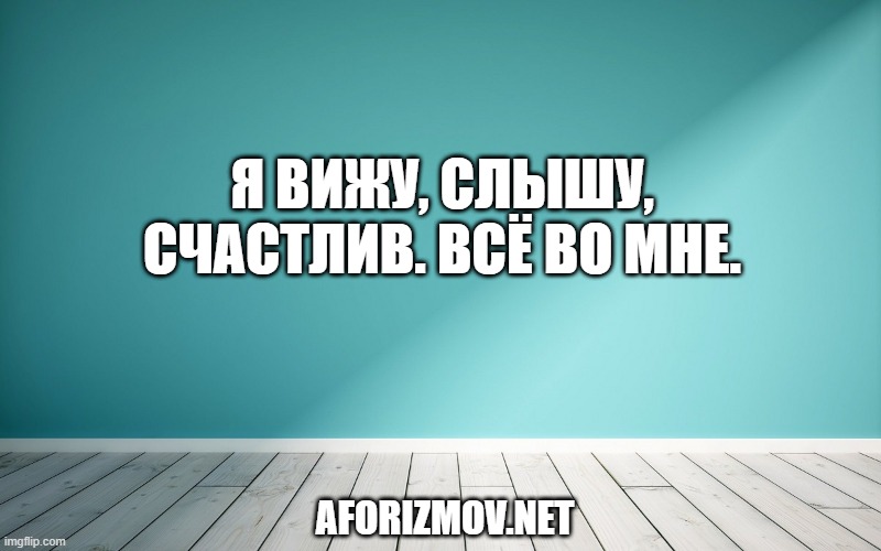 Я вижу, слышу, счастлив. Всё во мне.