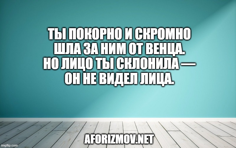 Ты покорно и скромно
Шла за ним от венца.
Но лицо ты склонила —
Он не видел лица.
