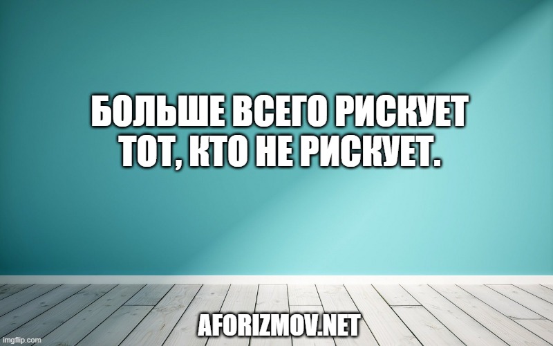 Больше всего рискует тот, кто не рискует.
