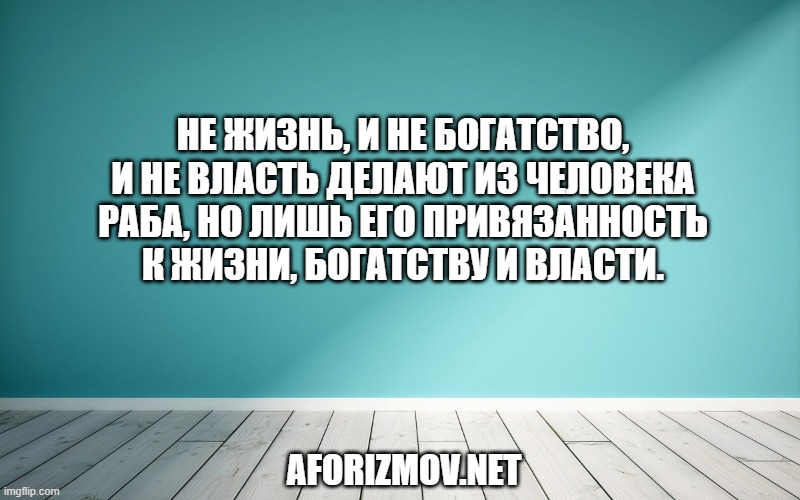Не жизнь, и не богатство, и не власть делают из человека раба, но лишь его привязанность к жизни, богатству и власти.
