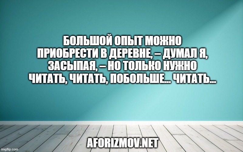 Большой опыт можно приобрести в деревне, – думал я, засыпая, – но только нужно читать, читать, побольше… читать…