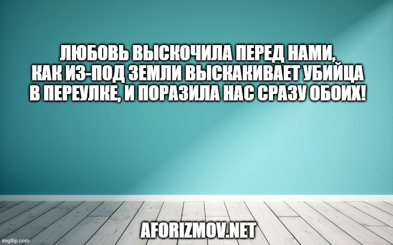 Любовь выскочила перед нами, как из-под земли выскакивает убийца в переулке, и поразила нас сразу обоих!