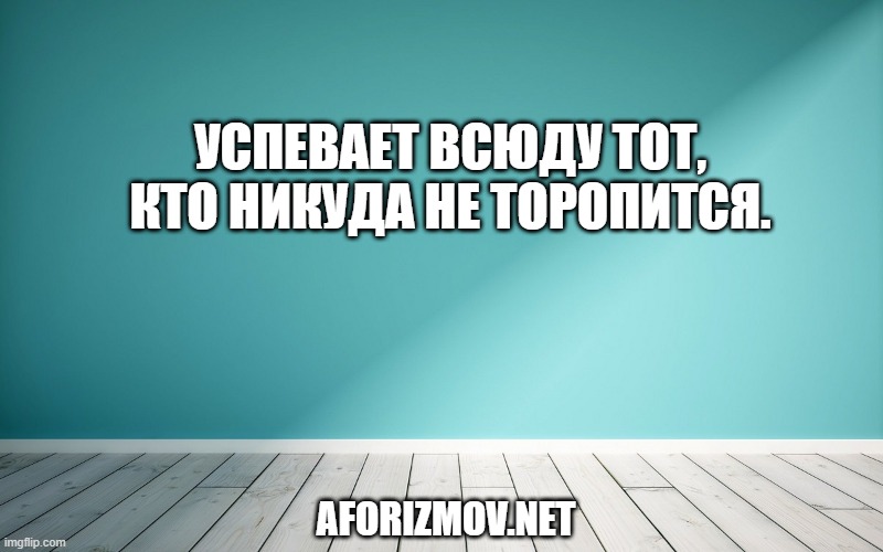 Успевает всюду тот, кто никуда не торопится.