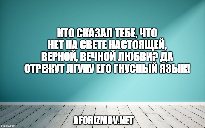 Кто сказал тебе, что нет на свете настоящей, верной, вечной любви? Да отрежут лгуну его гнусный язык!