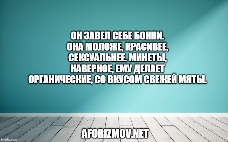 Он завел себе Бонни. Она моложе, красивее, сексуальнее. Минеты, наверное, ему делает органические, со вкусом свежей мяты.