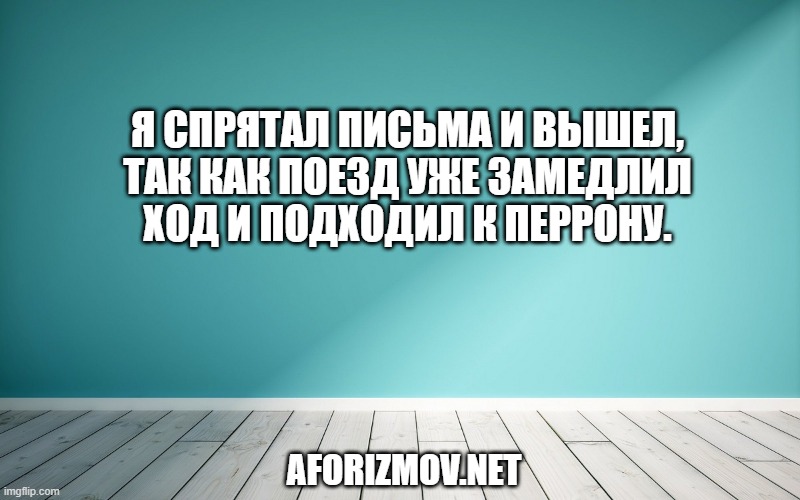 Я спрятал письма и вышел, так как поезд уже замедлил ход и подходил к перрону.