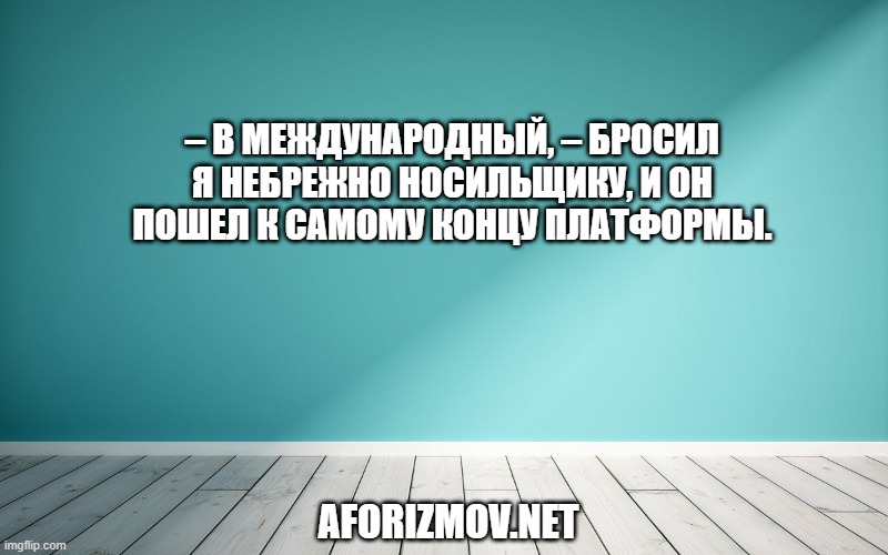 – В международный, – бросил я небрежно носильщику, и он пошел к самому концу платформы.