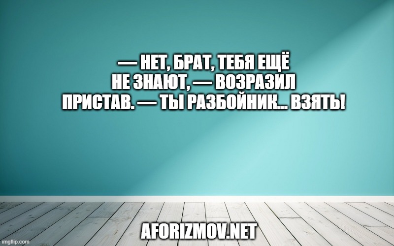 — Нет, брат, тебя ещё не знают, — возразил пристав. — Ты разбойник… Взять!