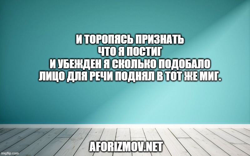 И торопясь признать что я постиг И убежден я сколько подобало Лицо для речи поднял в тот же миг.