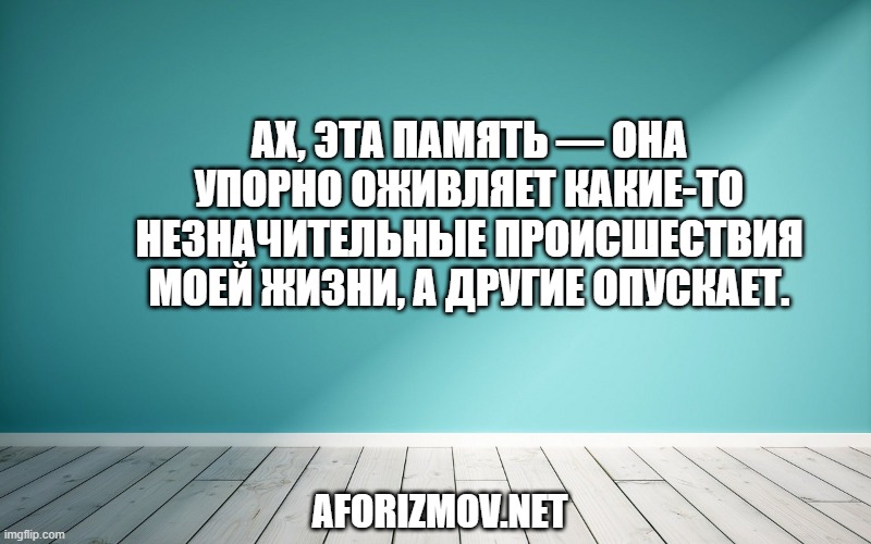 Ах, эта память — она упорно оживляет какие-то незначительные происшествия моей жизни, а другие опускает.